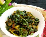 A picture of step 3 of Tandulja Bhaji (chauli bhaji).