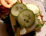 A picture of step 6 of My Hot Sandwich cheese topped Toasted Barm with Chicken etc 🥰.