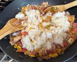 A picture of step 4 of Chicken & Hotdog Fried Rice Recipe.