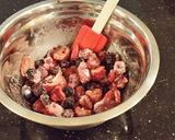 A picture of step 2 of Fresh Berrie Crumble Bars with White and Milk Chocolate Glaze.