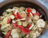 A picture of step 3 of Bengan aloo (eggplant with potatoes).