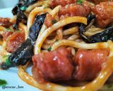 Foto del paso 10 de la receta Spaghetti con chistorra y trompeta negra