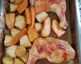 Foto del paso 4 de la receta: Muslo a la mostaza con papas y boniatos