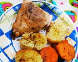 Foto del paso 4 de la receta: Pollo a la chapa con papas y batatas