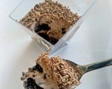 A picture of step 5 of Nutella mousse cups with Oreo and ganache.