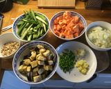 A picture of step 1 of Spicy Peanut Stew with Okra, Aubergine & Sweet Potato.