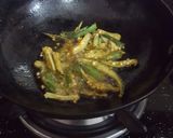 A picture of step 3 of Kurkuri bhindi.