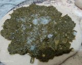 A picture of step 1 of Saag Wala paratha.
