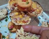 A picture of step 5 of Monaco sandwich and papad Chaat.