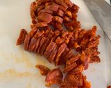 A picture of step 2 of Chorizo and pancetta pasta.