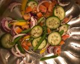 A picture of step 1 of Cheese Bruschetta with vegetables.