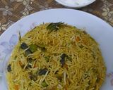 A picture of step 5 of Hyderabadi biryani with raita.