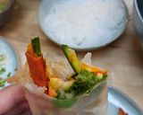 A picture of step 12 of Vietnamese veggie summer rolls.
