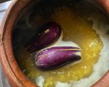 A picture of step 3 of Korui Begun diye Moong Dal / Moong Dal with Small Eggplants for lunch in Thakurbari style.