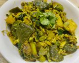 A picture of step 3 of Green Peas and Sojne Phuler Chorchori.