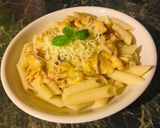 Tejszínes sonkás, csirkés penne recept fázis 4 fotója