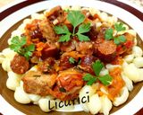 Pas rețetă Paste cu carne, cârnați și legume 4 fotografie