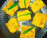 A picture of step 9 of Steamed Khaman Dhokla.