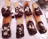 A picture of step 4 of Sweet buttery Puff pastry with chocolate nuty sauce.
