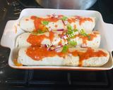 A picture of step 4 of Veggie Bean Enchiladas:.