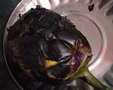 A picture of step 1 of Brinjal bharta.