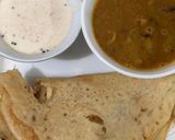 A picture of step 4 of Pumpkin Uttapam, sambhar and chutney.