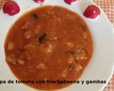 Foto del paso 9 de la receta: Sopa de tomate con hierbabuena y gambas