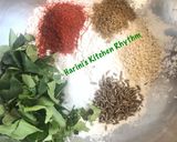 A picture of step 1 of Palak rice flour fritters.