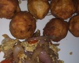 A picture of step 5 of Yam balls and egg sauce.