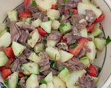 A picture of step 3 of Summer Meat Salad with New Potatoes and Cucumbers.