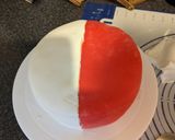 A picture of step 8 of Pokemon themed Victoria sponge cake.