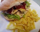 A picture of step 4 of Fluffy's spicy yoghurt roasted chicken breast panino kebab.