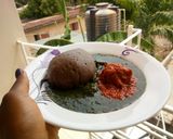 A picture of step 3 of Amala and ewedu soup!.