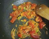 A picture of step 4 of Bombay duck with masala okra.