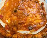 A picture of step 6 of Meatless Enchilada Pie.
