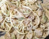 A picture of step 6 of Courgette spaghetti in cream sauce - gluten free, spiralized veg.