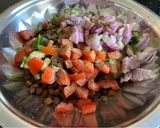 A picture of step 2 of Black chana salad.
