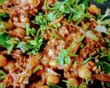 A picture of step 3 of Banana flower with small cowpeas Curry.