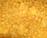 A picture of step 1 of Indian snack (crisp sphere with flavoured water/curd mixture).