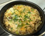 菇菇毛豆滑蛋親子丼的食譜步驟5照片