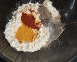 A picture of step 1 of Baingan Bhaja.