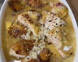 A picture of step 5 of Shqmeruli - Georgian chicken with garlic 🧄.