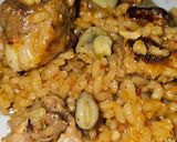 Foto del paso 8 de la receta: Arroz con costillas adobadas con chimichurri, habitas, papada y tocineta