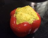 A picture of step 3 of Dhokla Stuffed red capsicum.