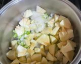 A picture of step 2 of Celeriac and Bramley apple soup.