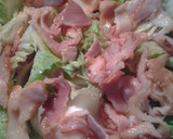 A picture of step 4 of Chinese/nappa cabbage with beef and bacon.