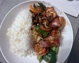 A picture of step 6 of Bourbon Grilled Chicken w veggies.