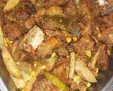 A picture of step 7 of Mutton with steam veggies.