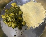 A picture of step 1 of Makka methi paratha.