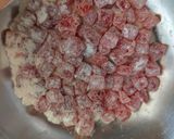 A picture of step 3 of Banana suji cake (eggless, on stove).